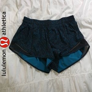 Lulu Lemon Blue And Black Hotty Hot Short II